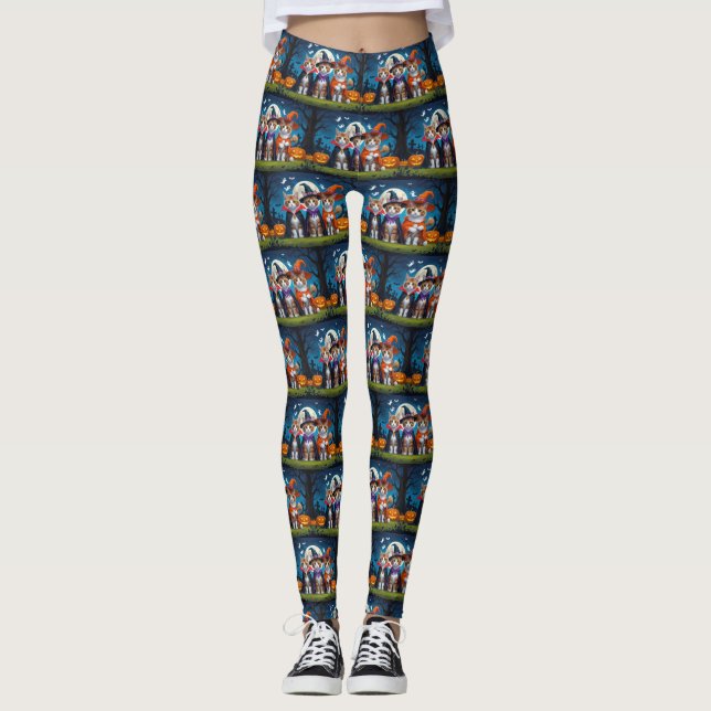 Leggings Chats abyssins Citrouille Halloween Drôle (Devant)