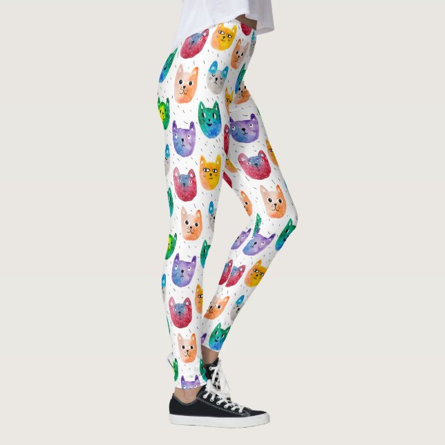 Leggings Chats aquarelles et amis (Droite)