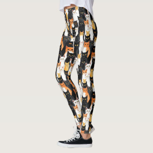 Leggings Chats blancs orange noirs