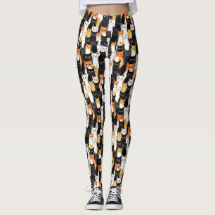 Leggings Chats blancs oranges noirs