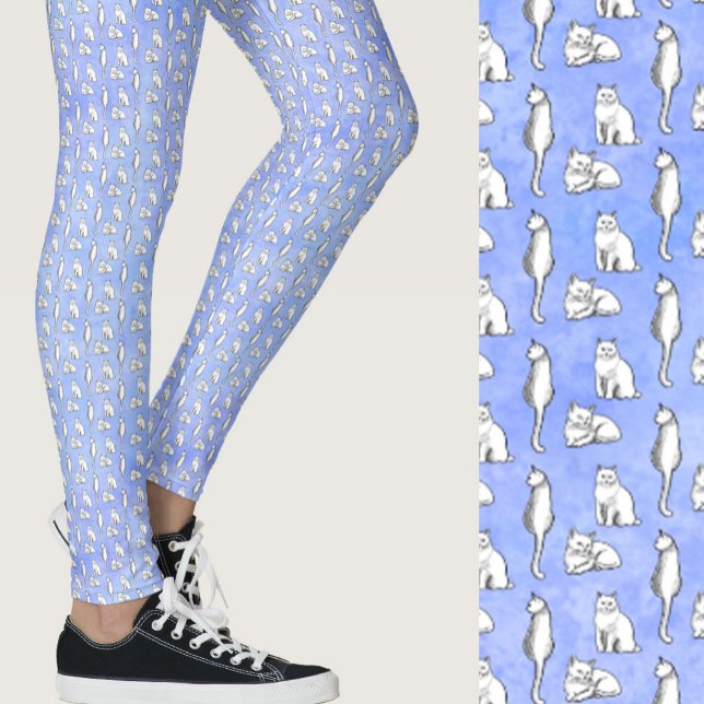 Leggings Chats bleus mignons motif fantaisiste (Créateur téléchargé)