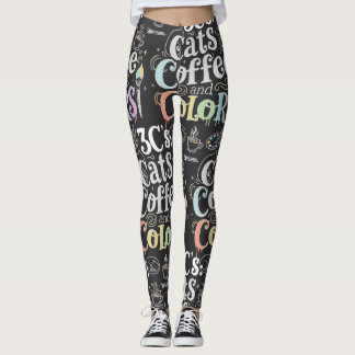 Leggings Chats Café et Couleurs