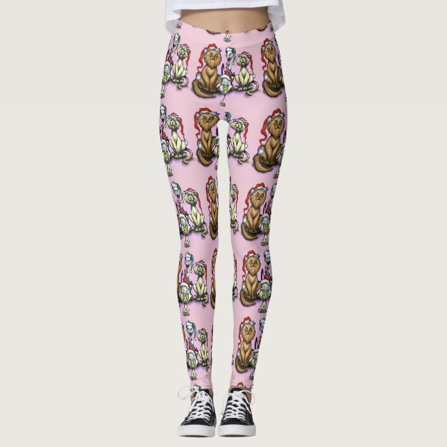 Leggings Chats Casquettes de Noël (Devant)