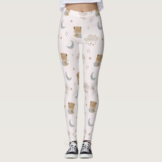 Leggings Chats d'ange Kawaii & Nuages (2) (Devant)