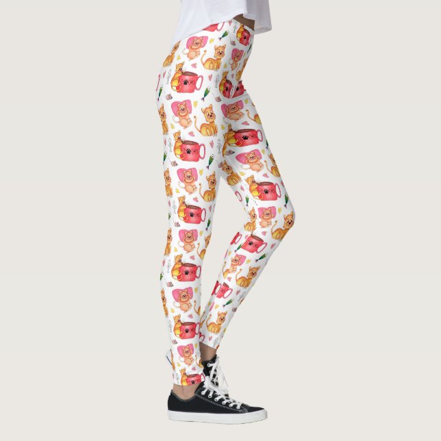 Leggings Chats de Kitty Whimsical, souris et poisson (Droite)