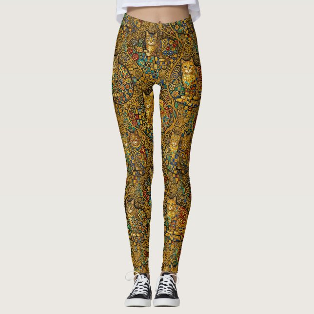 Leggings Chats de style Gold Nouveau (Devant)