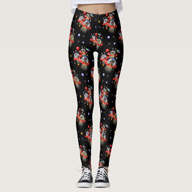 Leggings Chats et chatons dans les vaisseaux spatiaux OVNI (Devant)
