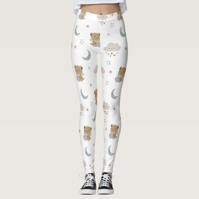 Leggings Chats et nuages d'ange Kawaii (1) (Devant)