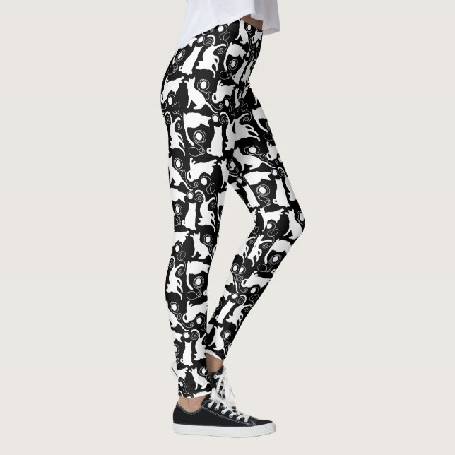 Leggings Chats et silhouettes blanches de fils (Droite)