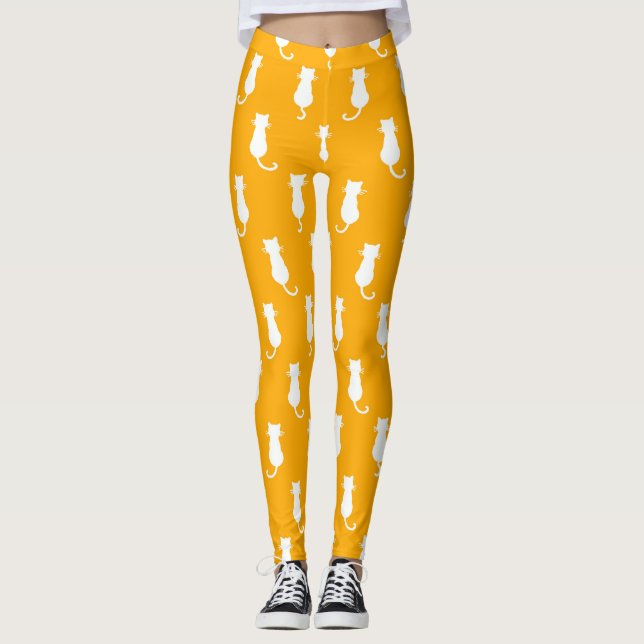 Leggings Chats Fantaisistes Forever Chats Blancs Sur Fond T (Devant)