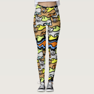 Leggings Chats graphiques et légendes de caricature de pois