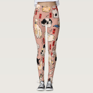Leggings chats japonais Ukiyo-e Funny kitty