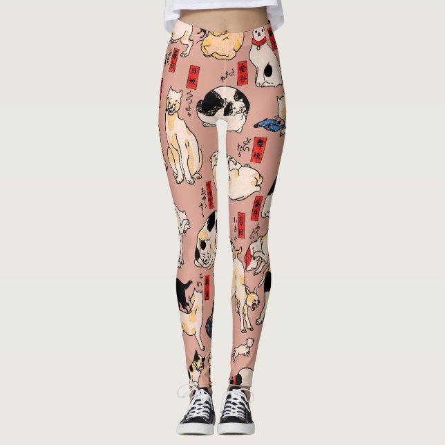 Leggings chats japonais Ukiyo-e Funny kitty (Devant)