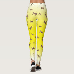 Leggings Chats Kitty léopard peau motif jaune dégradé Le