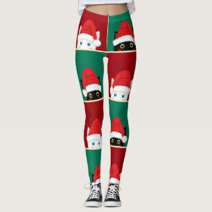 Leggings Chats noirs et blancs de Noël