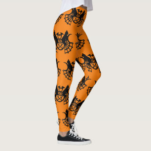 Leggings Chats noirs et chauves-souris Pantalons de la fête