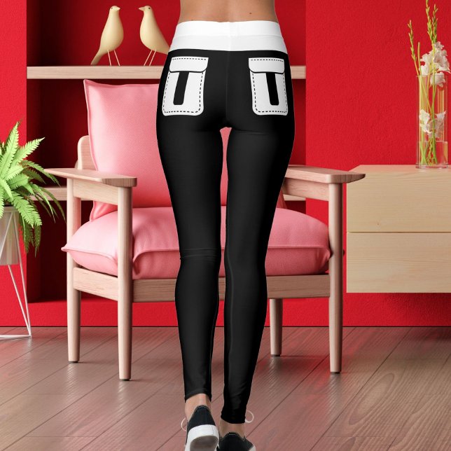 Leggings Chats Personnalisés Mignons Nom Chat Noir Blanc Ra (Créateur téléchargé)