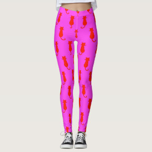 Leggings Chats Rouges Fantaisistes Roses Pour Toujours Fun