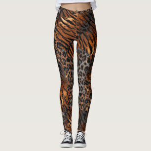Leggings Chatte rayé à la mode de la peau de tigre léopa