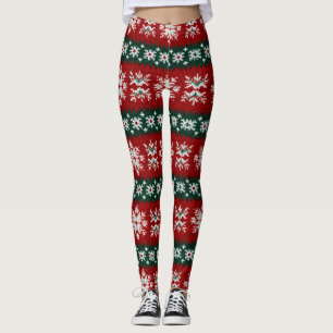Leggings Chaud de Noël moche Rouge et vert