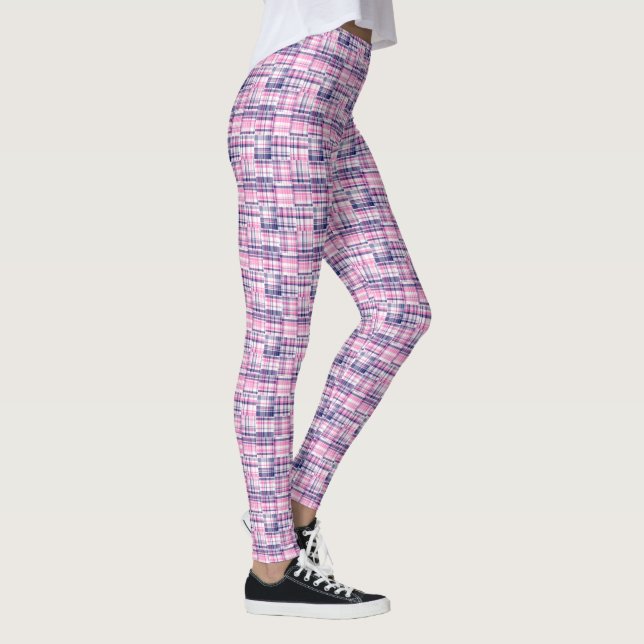Leggings Chaud Rose Navy Madras Patchwork Style Carreaux Ta (Droite)