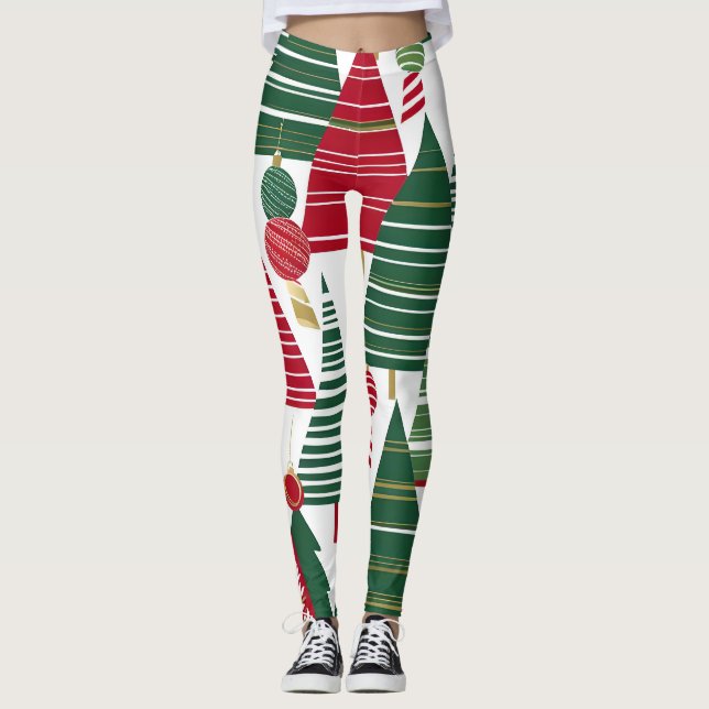 Leggings chaussettes de forêt de sapins de Noël (Devant)