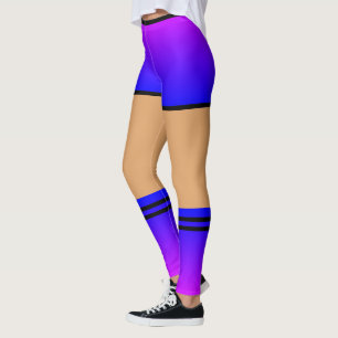 Leggings Chaussettes de jambe bleu violet brins noirs