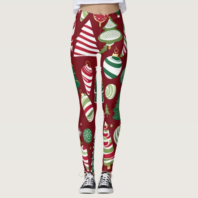 Leggings chaussettes de Noël en bonbons pour sapin (Devant)