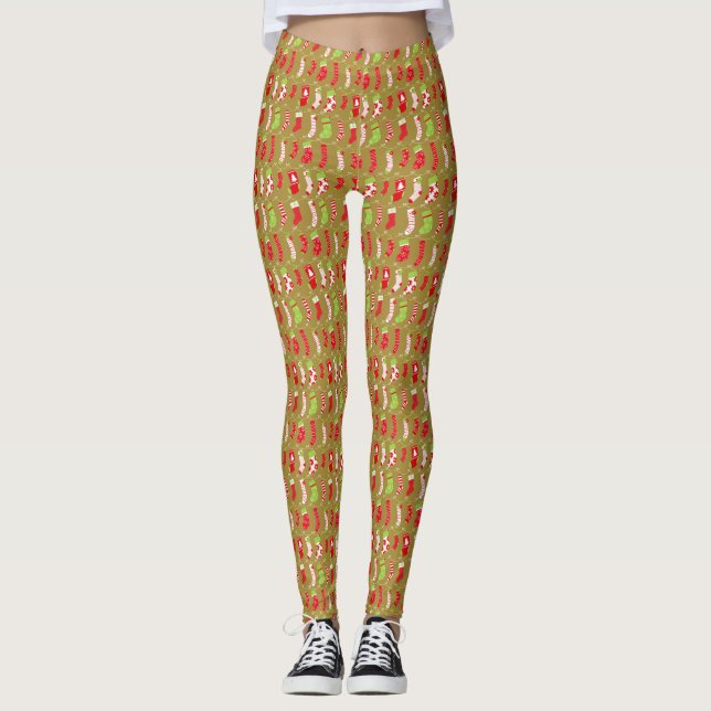 Leggings Chaussettes d'hiver rétro de Noël (Devant)