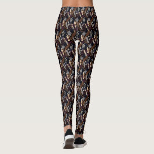 Leggings Chaussettes Tout-Sur-Imprimé Brown Rétro Motif