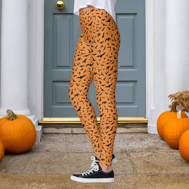 Leggings Chauve-souris d'Halloween orange et noir (Créateur téléchargé)