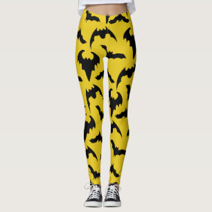 Leggings Chauves-souris jaunes et noires Halloween