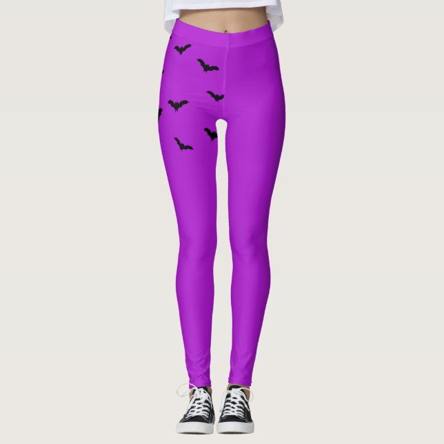 Leggings Chauves-souris noires Violet *Toute couleur Hallow (Devant)