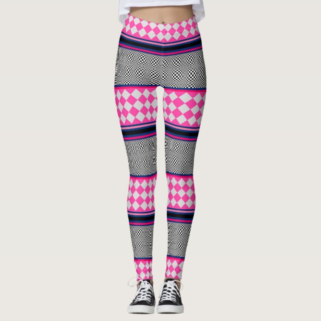 Leggings Check Stripes Harlequin Conception de Motif mixte (Devant)