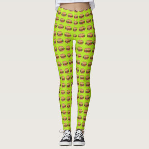 Leggings Cheeseburgers design sur arrière - plan de chaux