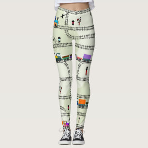 Leggings Chemin de fer pour enfants : Funny Motif sans cout