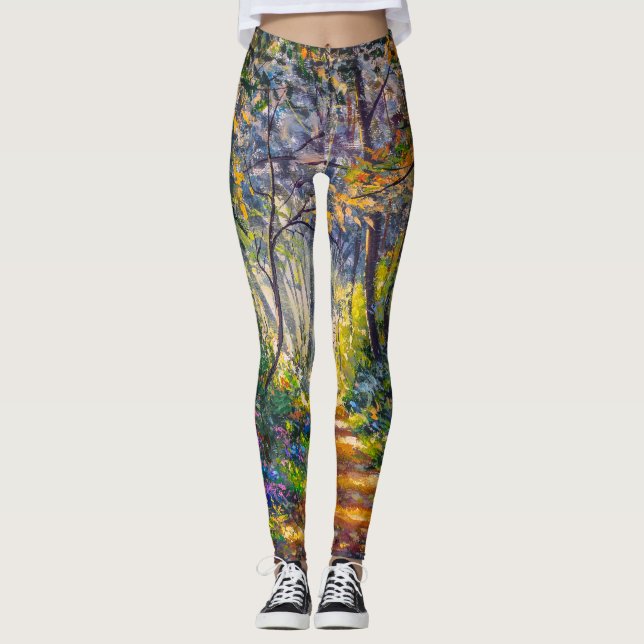 Leggings Chemin de l'Impressionnisme : Aquarelle de forêt e (Devant)