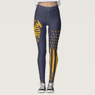 Leggings Chemise de drapeau de Fire/EMS - or affligé - pla