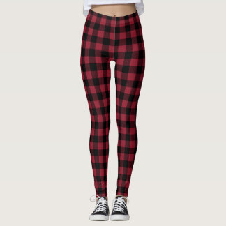 Leggings Chèque de bisons noirs et rouges