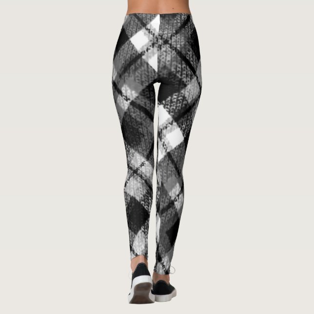 Leggings Chèque Tartan noir blanc Ferme moderne (Dos)