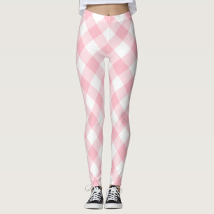 Leggings Chèques En vichy diagonales roses et blanches de g