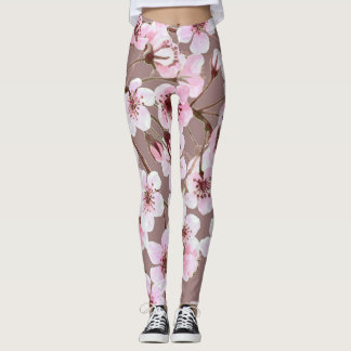 Leggings Cherry Blossom Branches Motif aquarelle