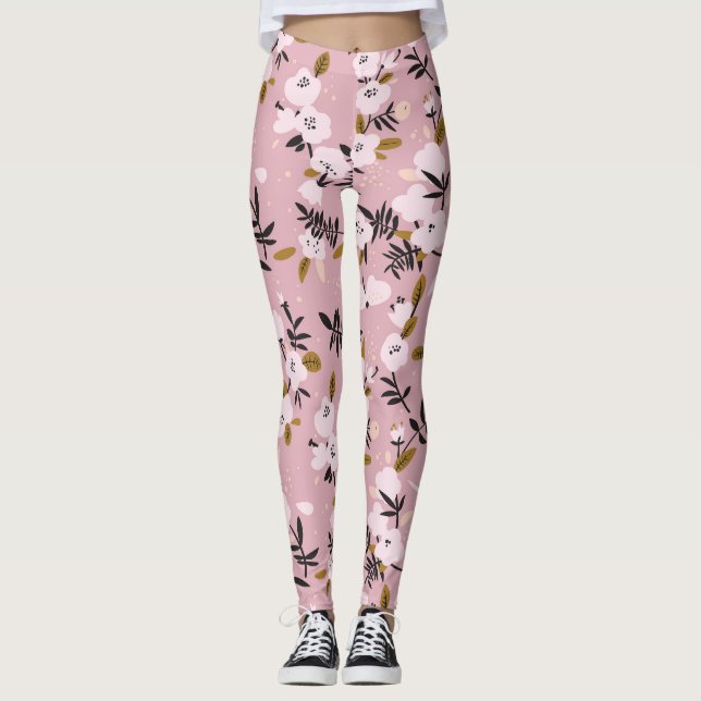 Leggings Cherry Blossom Rose : Printemps tendre (Devant)