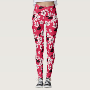 LEGGINGS CHERRY BLOSSOM - SAKURA (ROUGE)