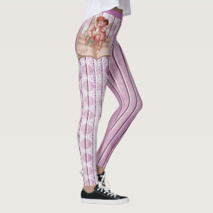 Leggings Cherubs Angels dentelle blanche Lilac rose pourpre