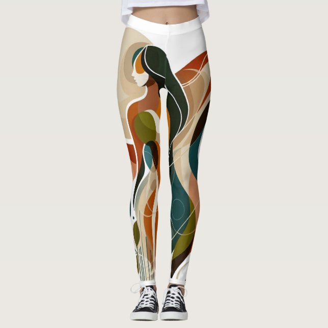 Leggings Cheval Abstrait et jambe de femme (Devant)