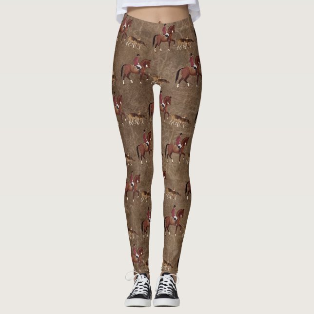 Leggings Cheval de chasse aux renards et haches (Devant)