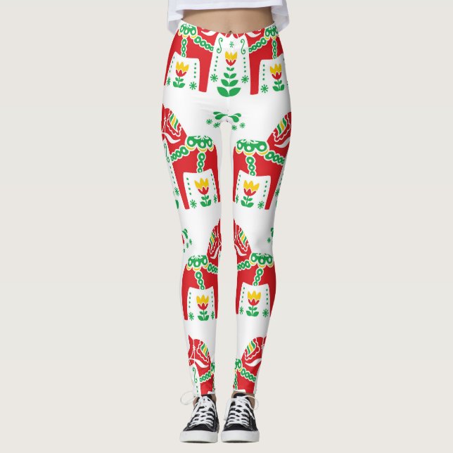 Leggings Cheval de Dala suédois : Art folklorique (Devant)