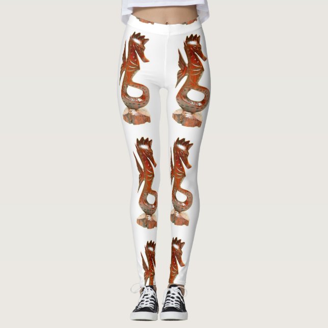 Leggings cheval de mer brun blanc (Devant)