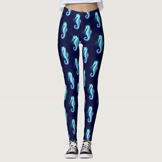 Leggings Cheval de mer de glace cristal sur Arrière - plan  (Devant)